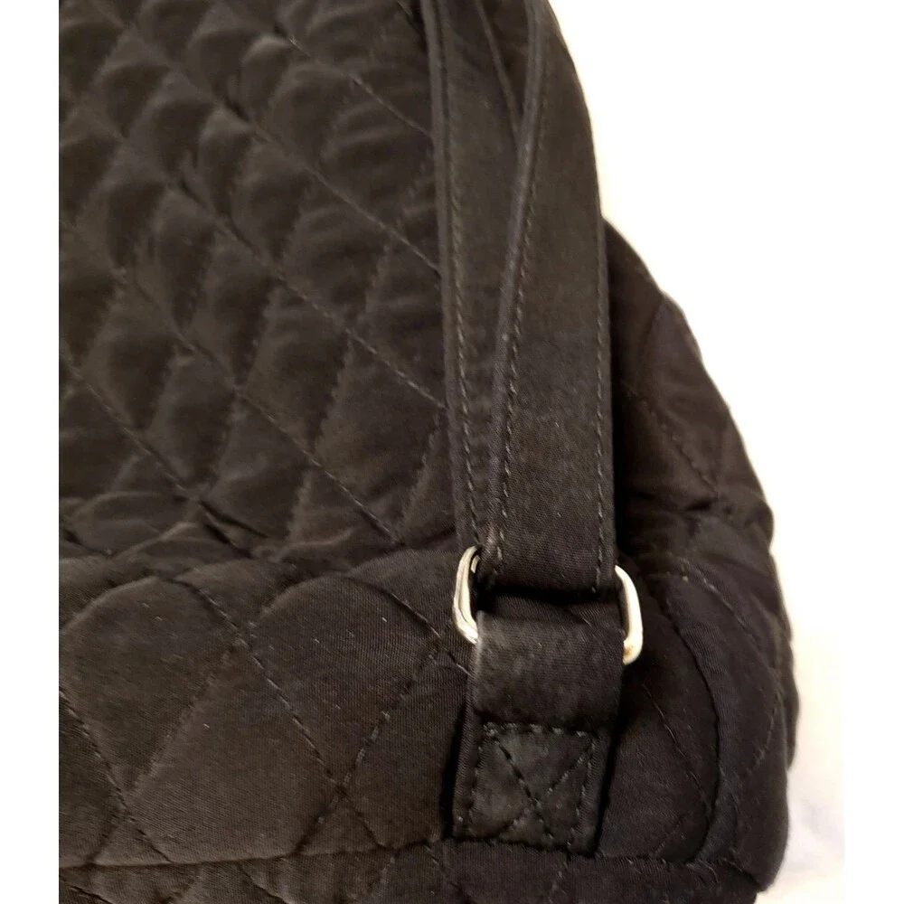 Vera Bradley Essential Classic Black Microfiber Backpack Quilted Bag Purse
